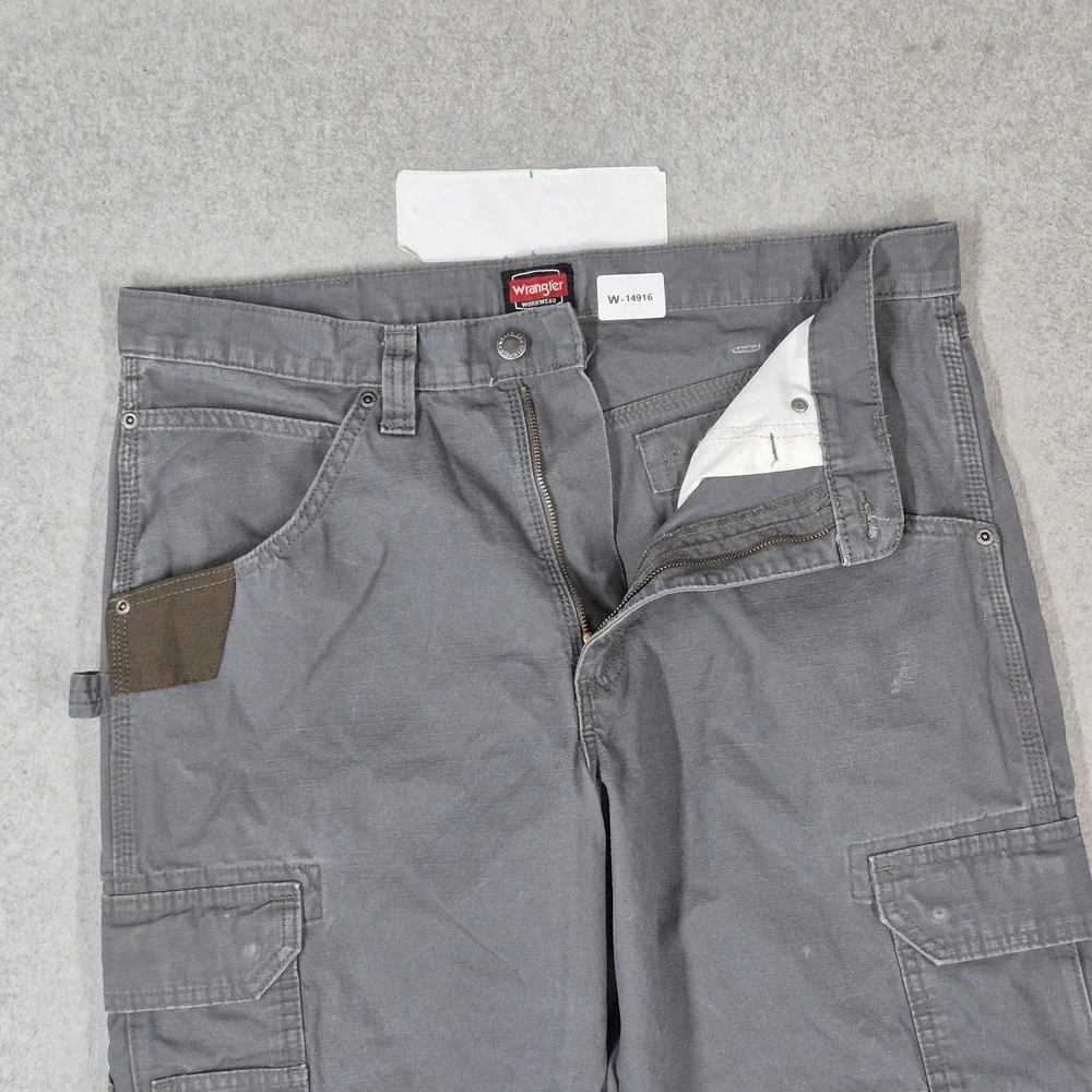 Wrangler Men Pants 34 Gray Cargo Ripstop Work Utility Straight 30